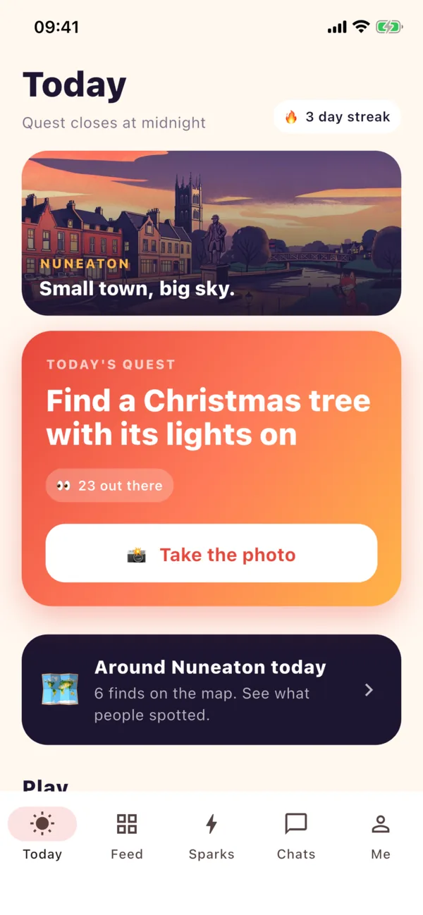 Maeplet app screen: One quest for the whole town